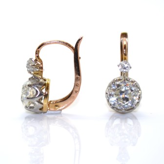 Bijoux anciens - Boucles d'oreilles dormeuses diamants