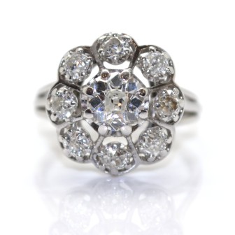 Bijoux anciens - Bague marguerite diamants