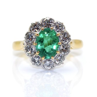 Créations - Bague pompadour émeraude et diamants