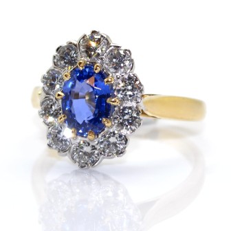 Bagues de fiançailles - Bague pompadour saphir et diamants