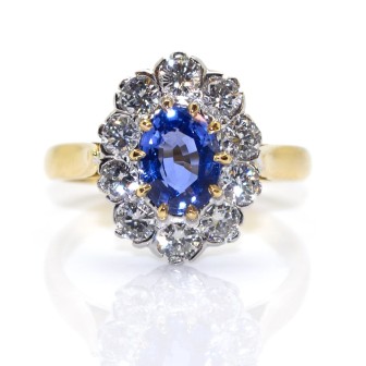 Bagues de fiançailles - Bague pompadour saphir et diamants