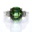 Bijoux récents - Bague tourmaline verte et diamants baguettes