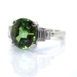 Bijoux récents - Bague tourmaline verte et diamants baguettes